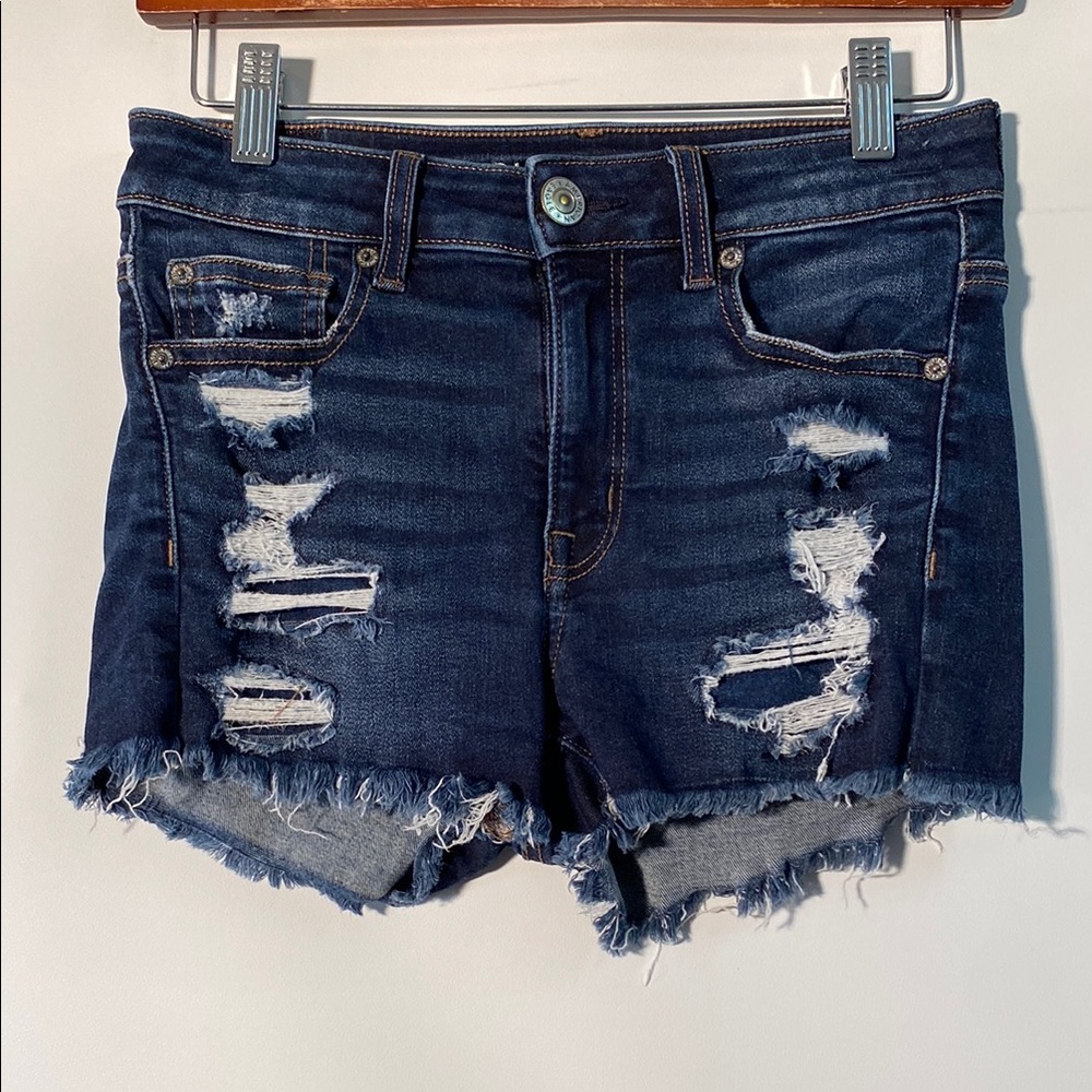 American Eagle Outfitters Navy Distressed Jean Shorts